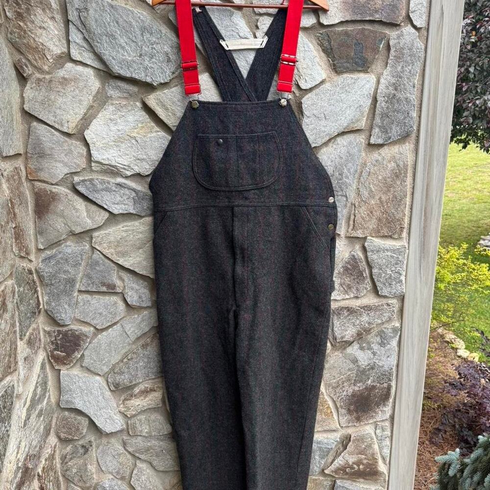 Vintage llbean greyred striped wool blend
